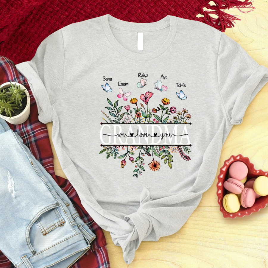 Grandma Flower We Love You T-Shirt