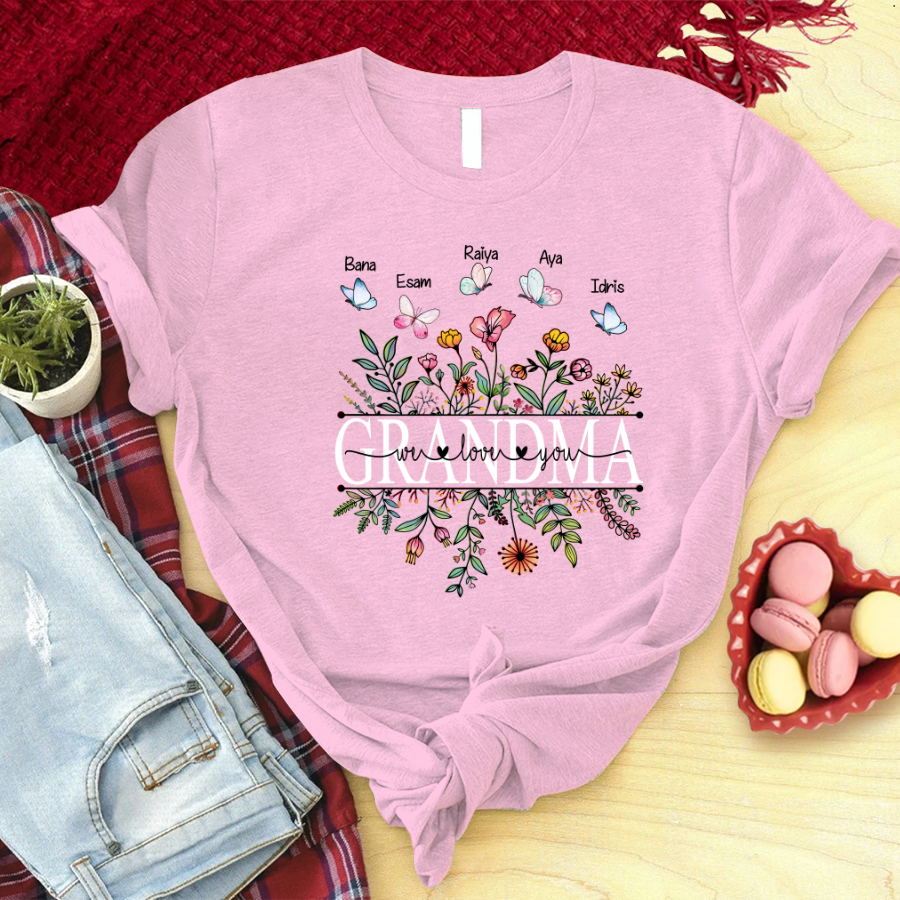 Grandma Flower We Love You T-Shirt
