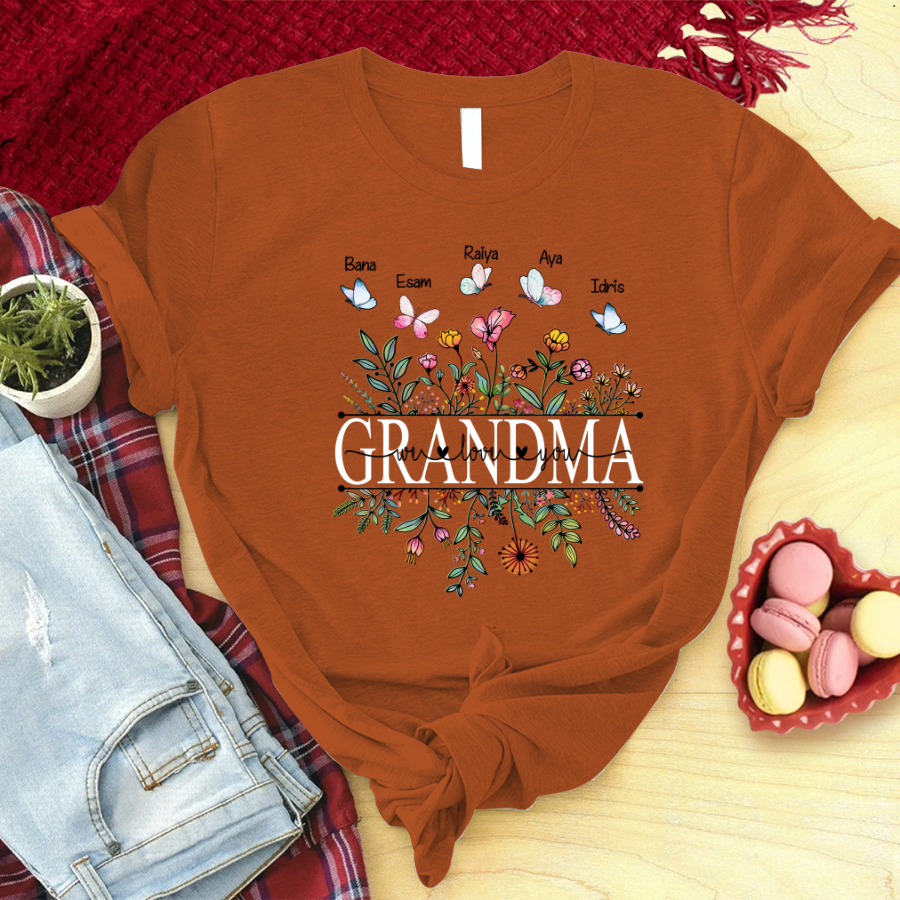 Grandma Flower We Love You T-Shirt