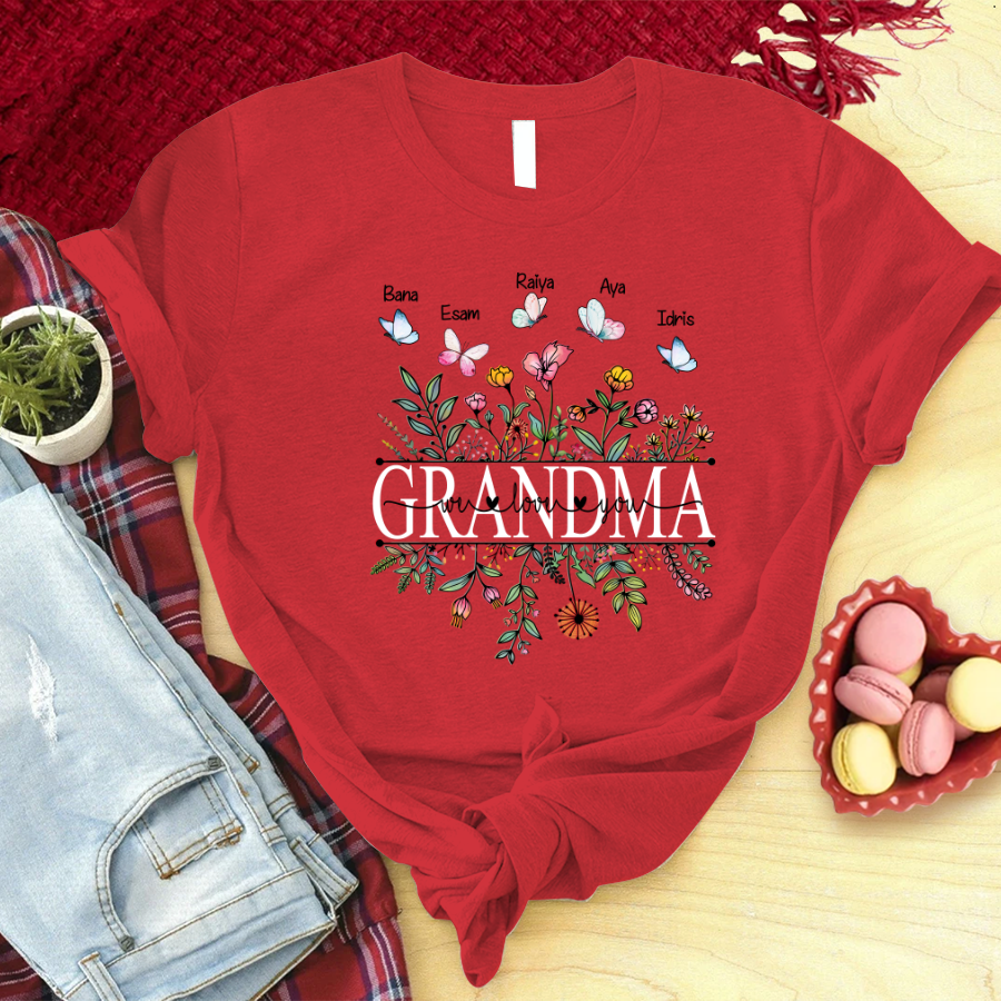 Grandma Flower We Love You T-Shirt
