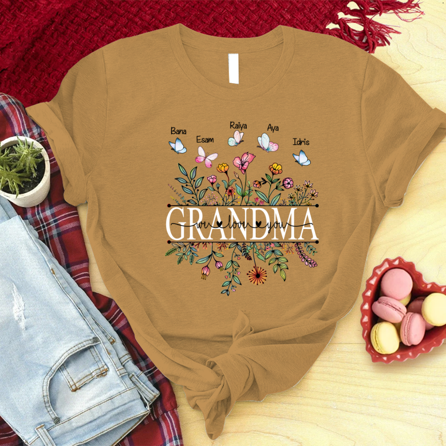 Grandma Flower We Love You T-Shirt
