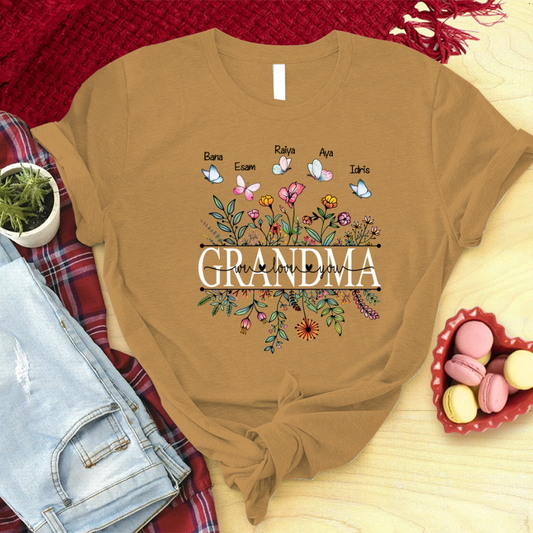 Grandma Flower We Love You T-Shirt