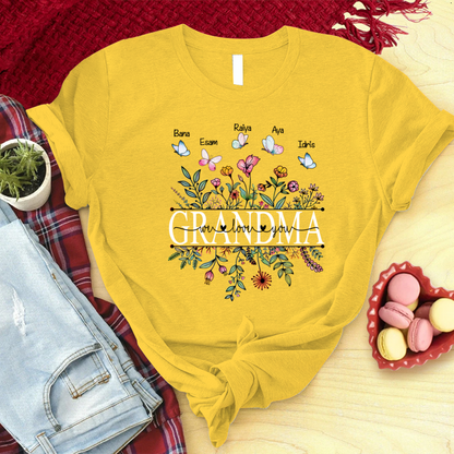 Grandma Flower We Love You T-Shirt