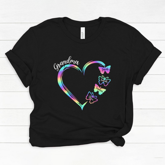Grandma and Grandkids Hearts Rainbow Butterfly Classic Canvas