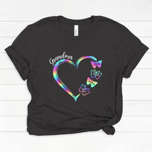 Grandma and Grandkids Hearts Rainbow Butterfly Classic Canvas