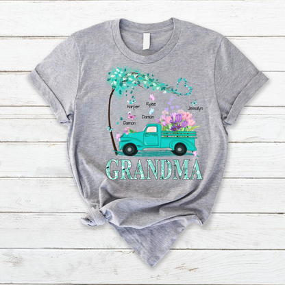 Grandma truck flower And Grandkids Mother's Day T-Shirt