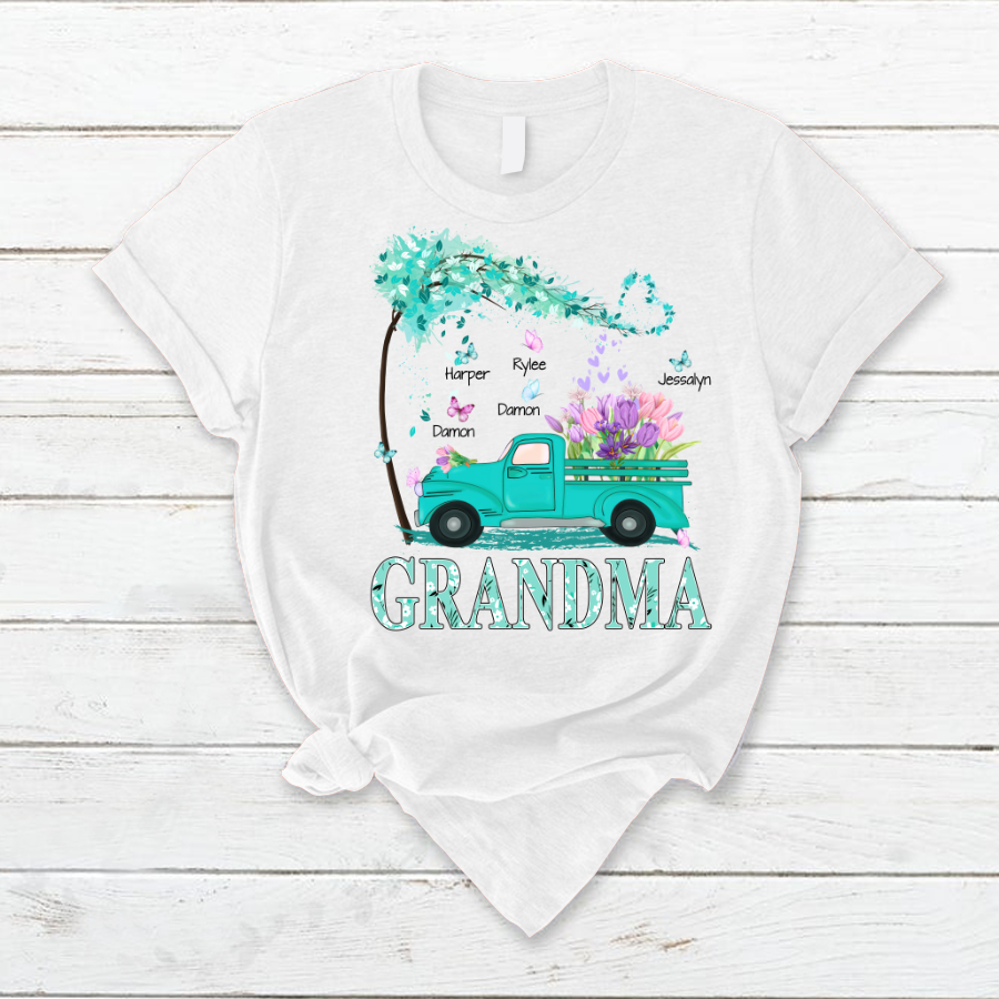Grandma truck flower And Grandkids Mother's Day T-Shirt