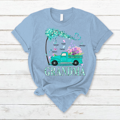Grandma truck flower And Grandkids Mother's Day T-Shirt