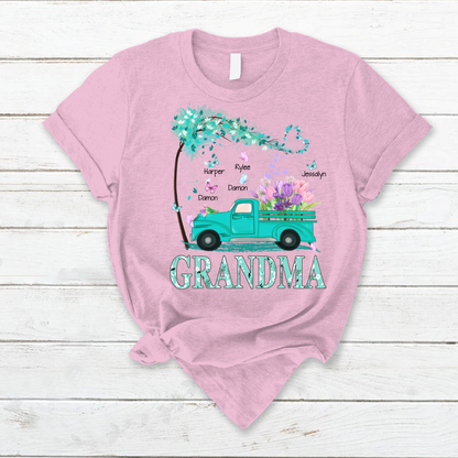 Grandma truck flower And Grandkids Mother's Day T-Shirt