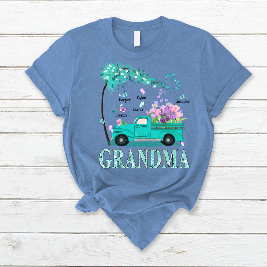 Grandma truck flower And Grandkids Mother's Day T-Shirt