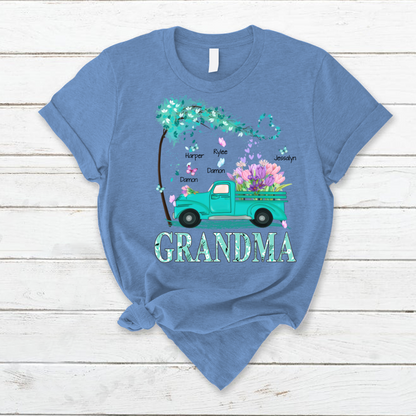 Grandma truck flower And Grandkids Mother's Day T-Shirt