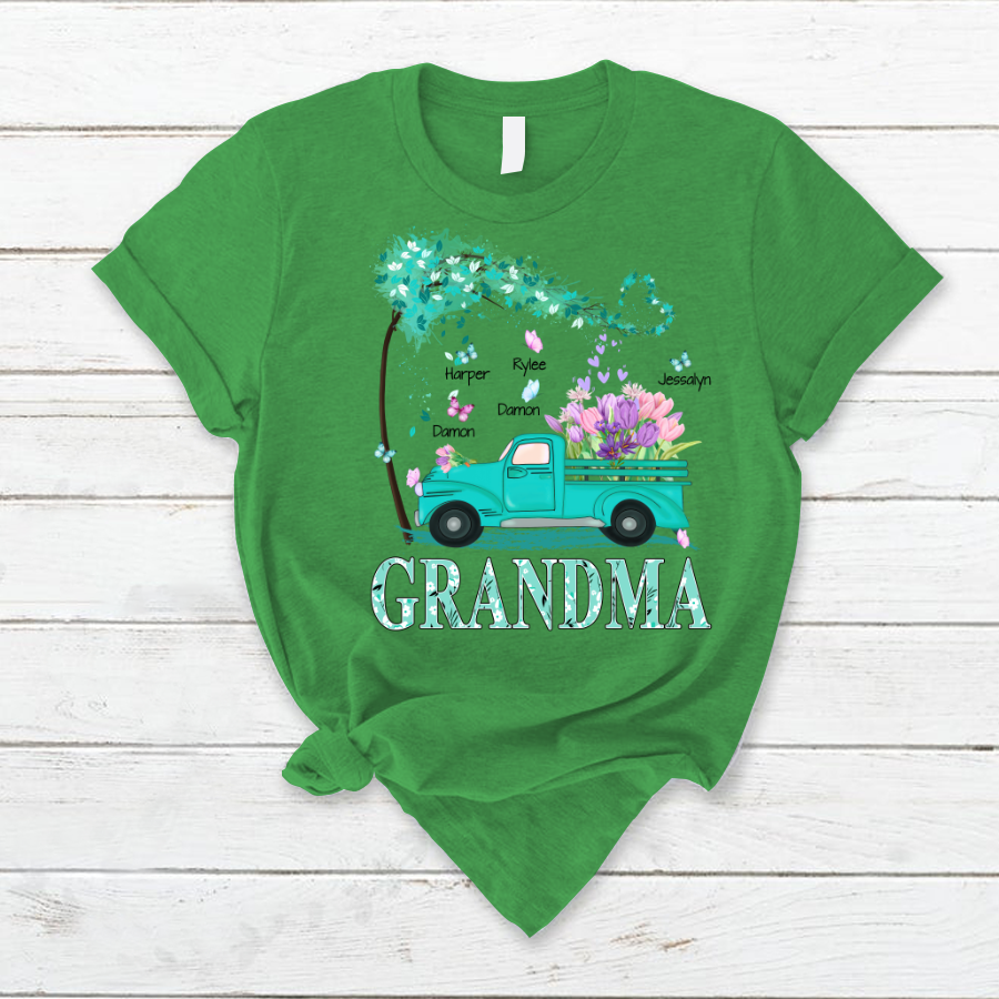 Grandma truck flower And Grandkids Mother's Day T-Shirt