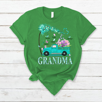 Grandma truck flower And Grandkids Mother's Day T-Shirt