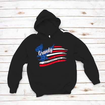 Grandy With Grandkids Names 4th Of July CTL94 Hoodie