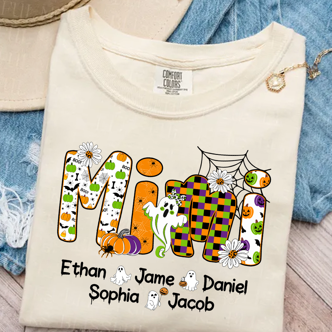 Halloween Mimi Custom Grandma And Grandkids Spooky Shirt
