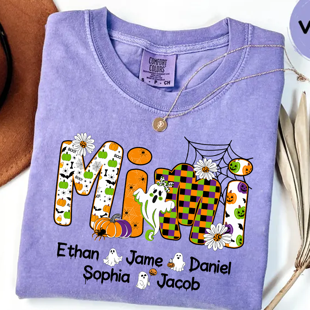Halloween Mimi Custom Grandma And Grandkids Spooky Shirt