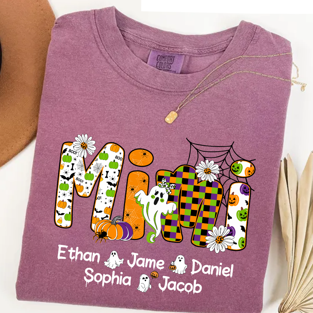 Halloween Mimi Custom Grandma And Grandkids Spooky Shirt