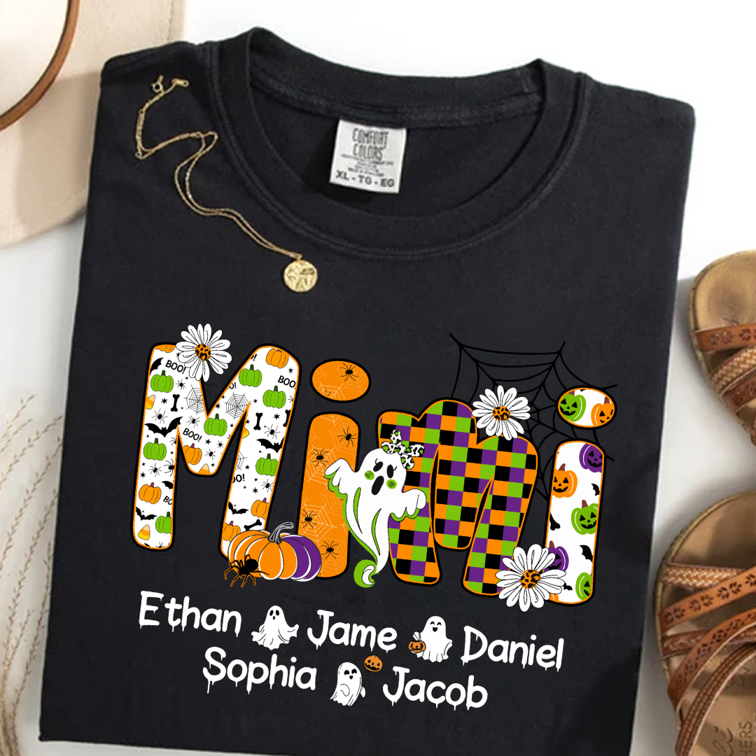 Halloween Mimi Custom Grandma And Grandkids Spooky Shirt