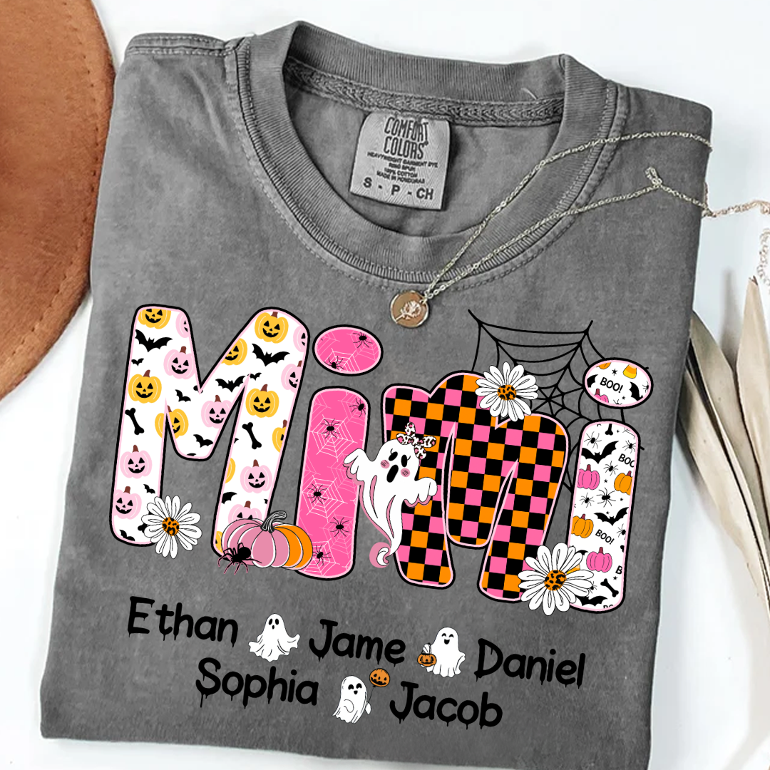 Halloween Mimi Pumpkins Boo Custom Grandma And Grandkids  Shirt