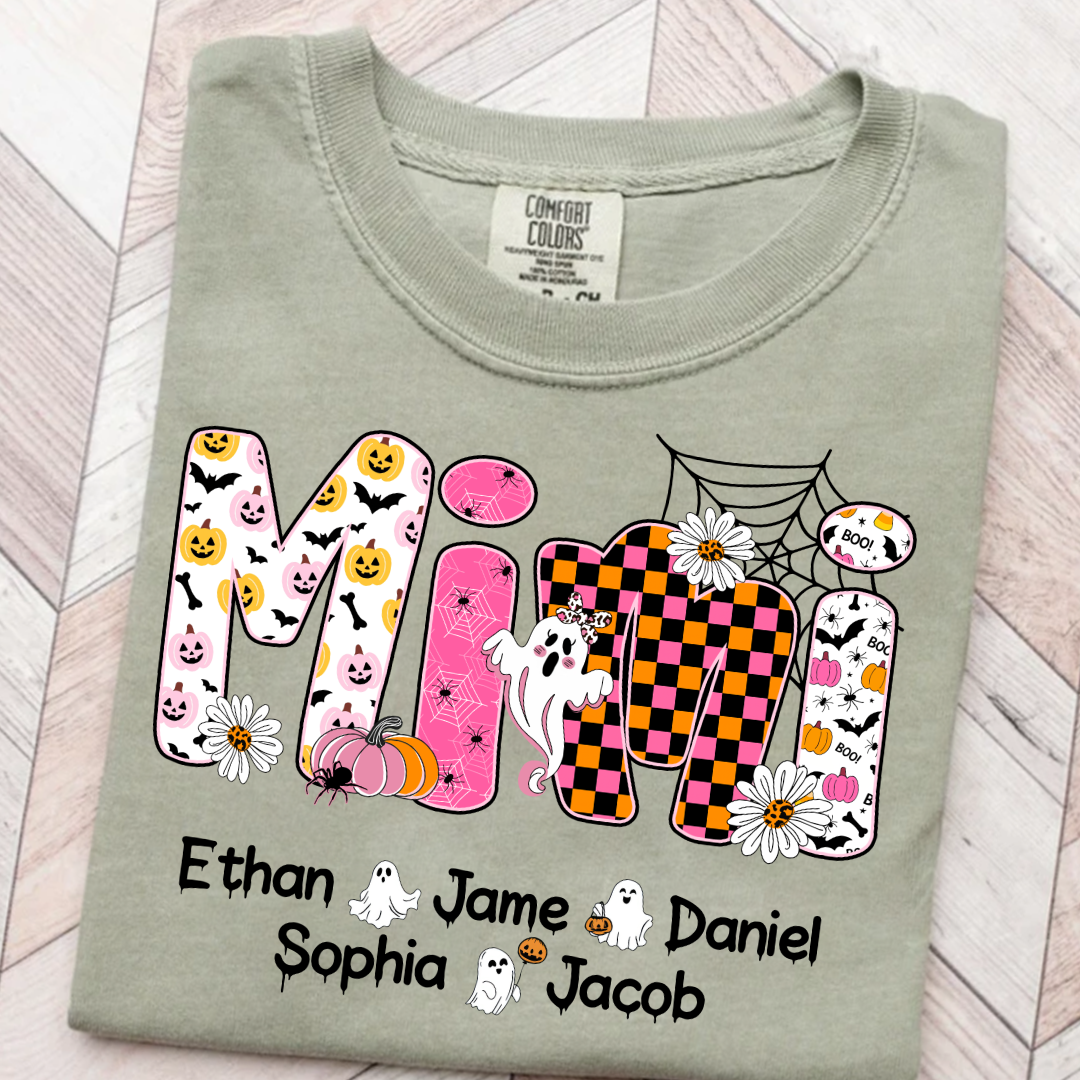Halloween Mimi Pumpkins Boo Custom Grandma And Grandkids  Shirt