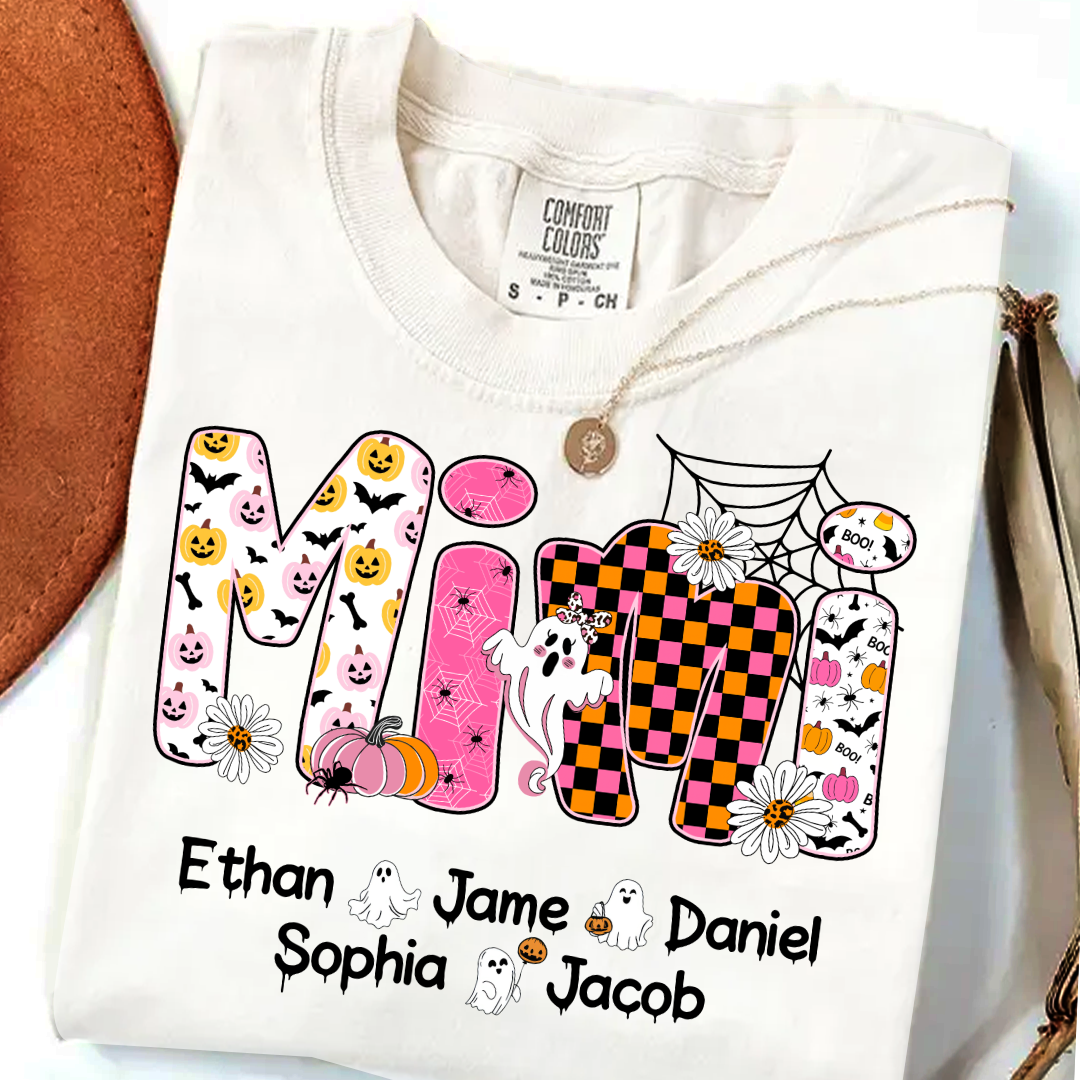 Halloween Mimi Pumpkins Boo Custom Grandma And Grandkids  Shirt