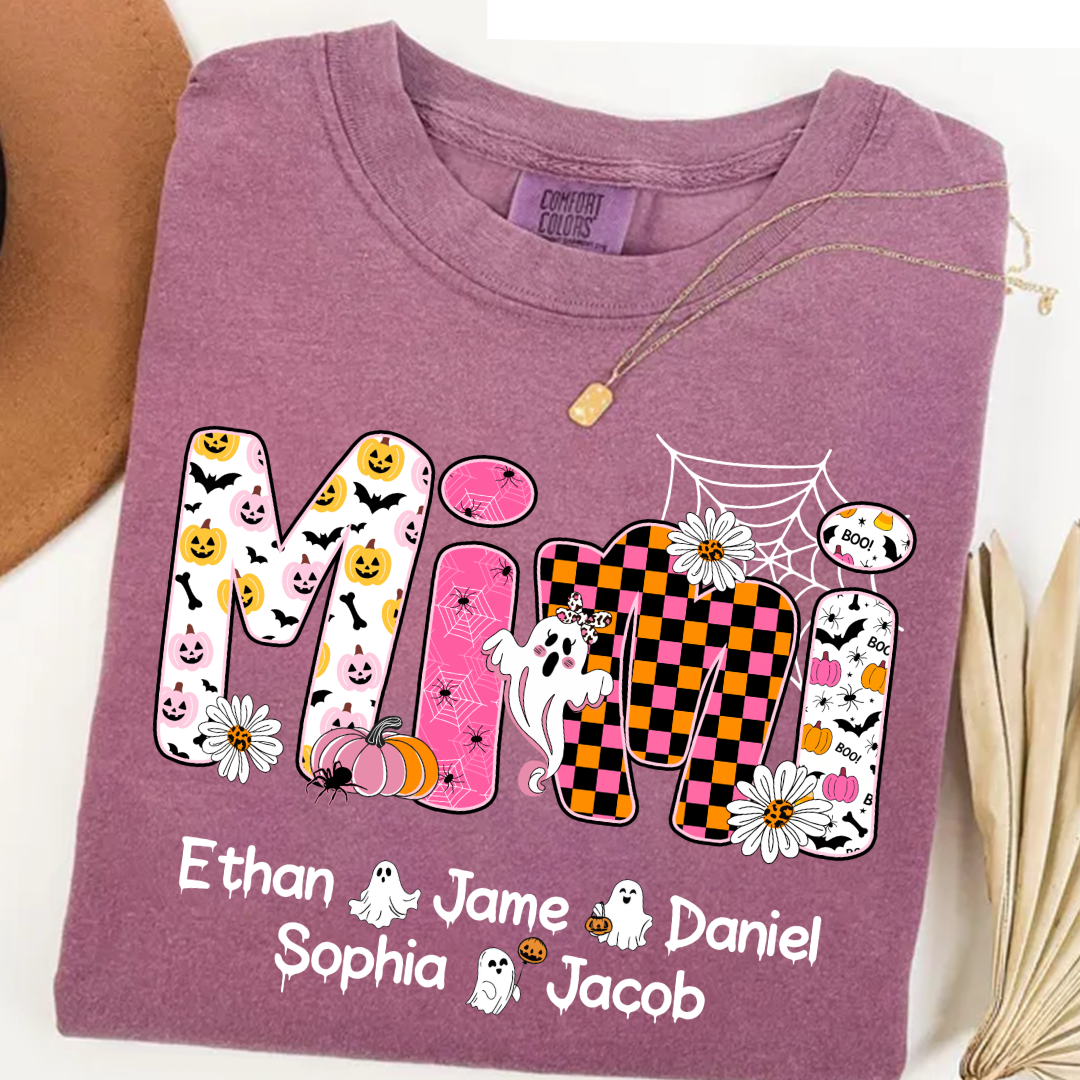 Halloween Mimi Pumpkins Boo Custom Grandma And Grandkids  Shirt