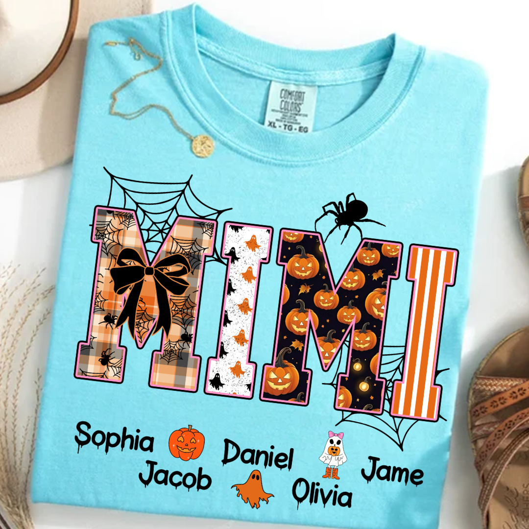 Halloween Mimi Spooky Custom Grandma And Grandkids Shirt