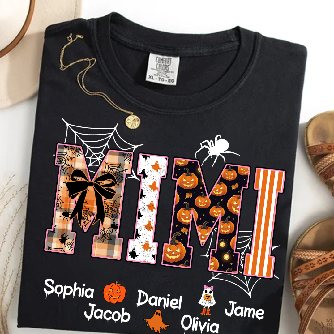Halloween Mimi Spooky Custom Grandma And Grandkids Shirt