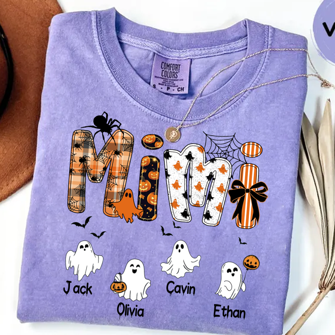 Halloween Mimi Spooky Custom Mimi And Grandkids Shirt