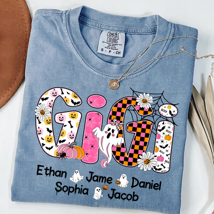 Halloween Mimi Pumpkins Boo Custom Grandma And Grandkids  Shirt