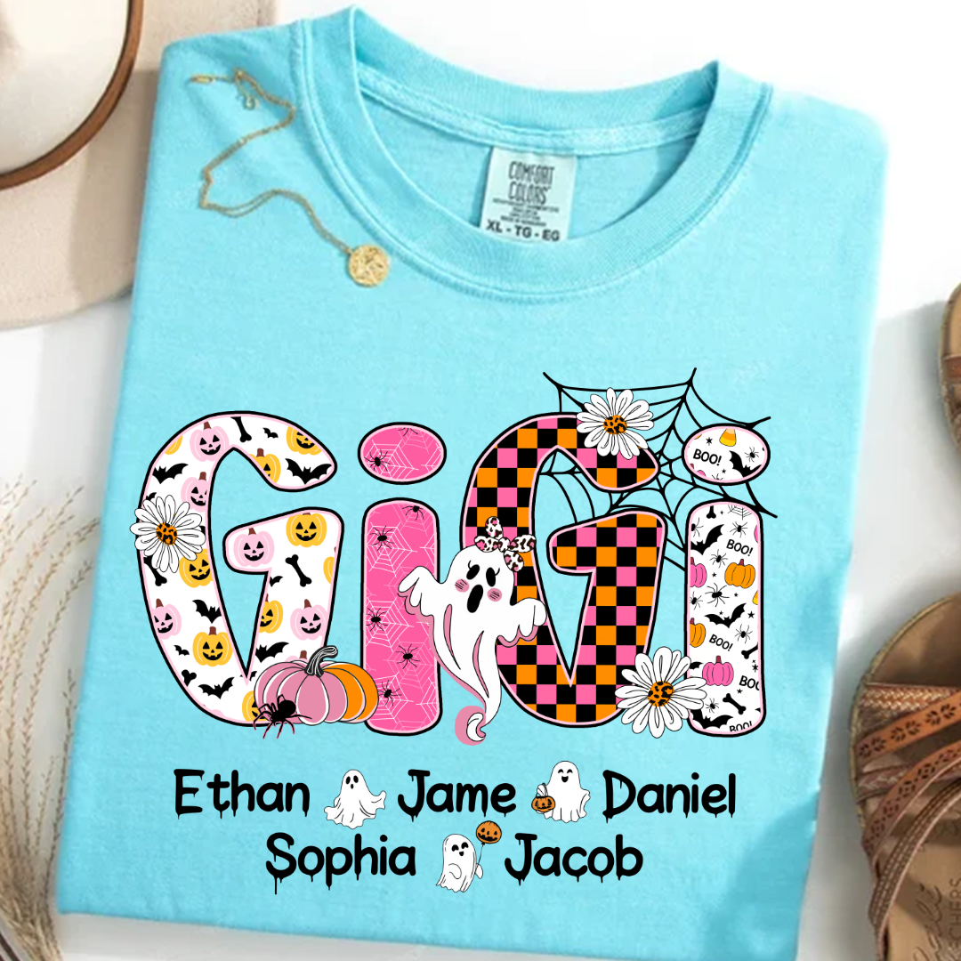 Halloween Mimi Pumpkins Boo Custom Grandma And Grandkids  Shirt
