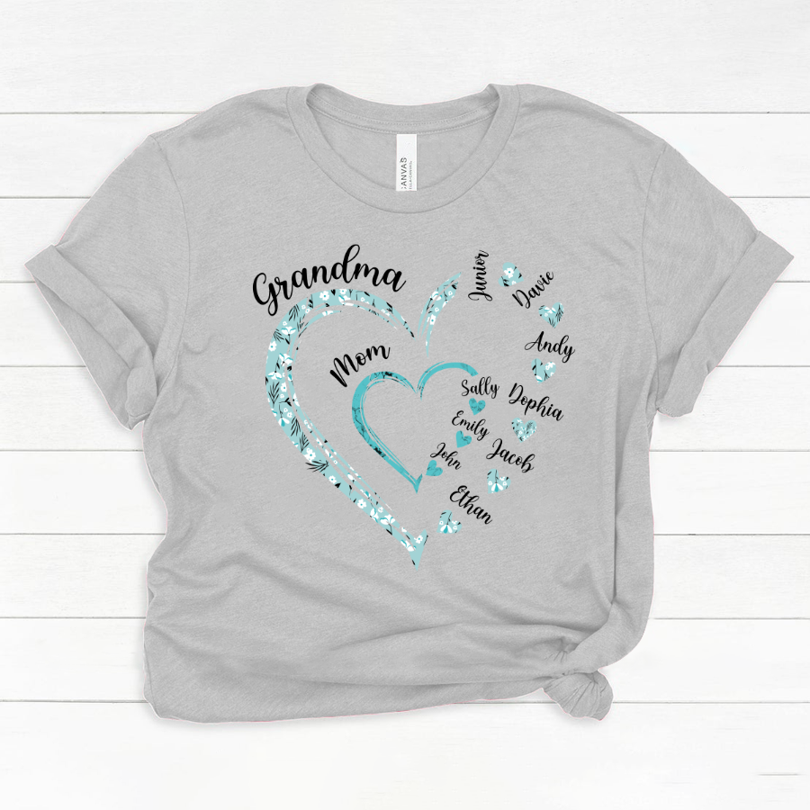 Heart Mom Grandma And Kids Custom Name Mother's Day Classic Canvas