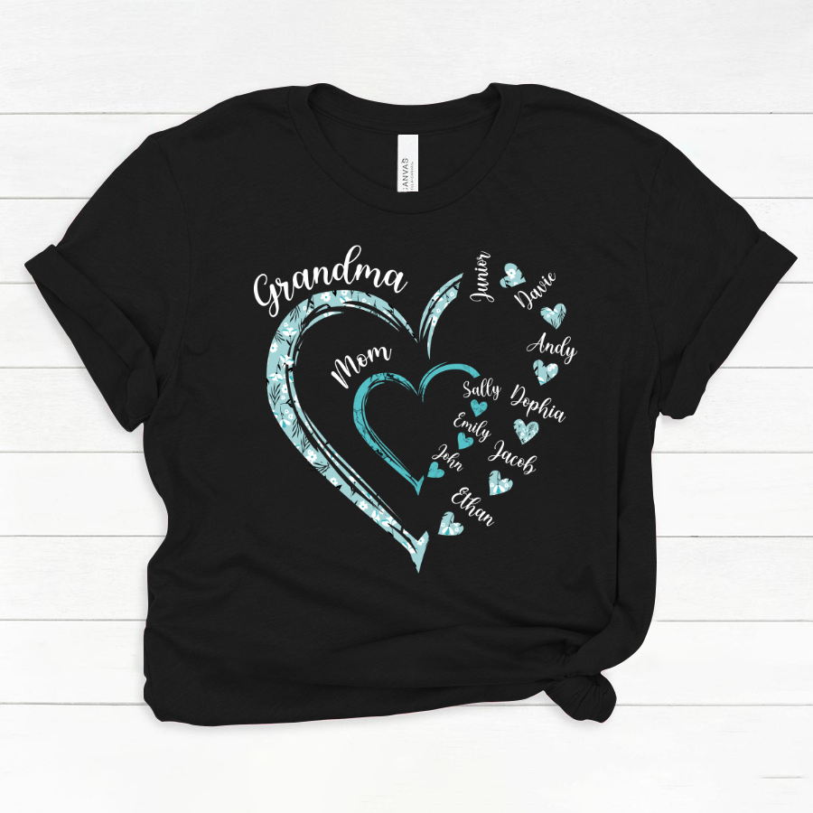Heart Mom Grandma And Kids Custom Name Mother's Day Classic Canvas