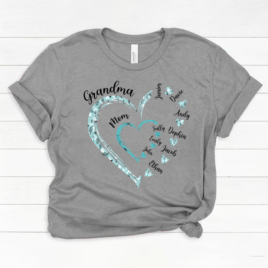 Heart Mom Grandma And Kids Custom Name Mother's Day Classic Canvas