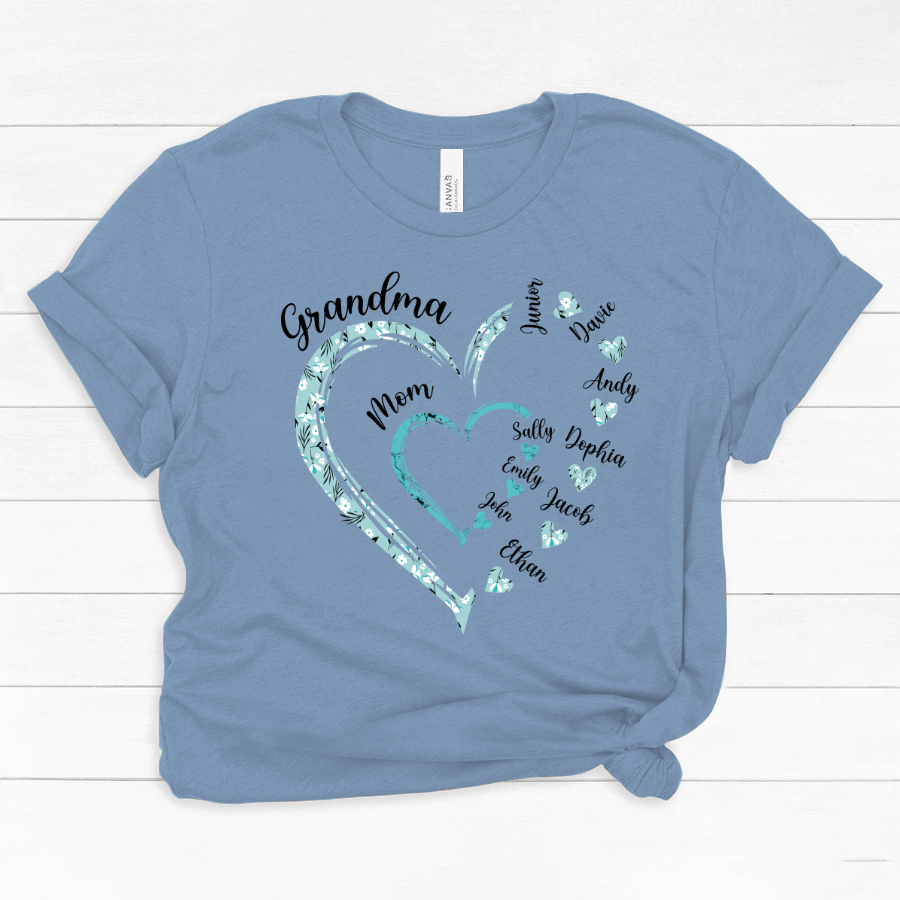 Heart Mom Grandma And Kids Custom Name Mother's Day Classic Canvas