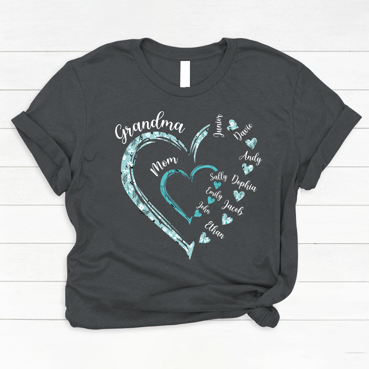 Heart Mom Grandma And Kids Custom Name Mother's Day Classic Canvas
