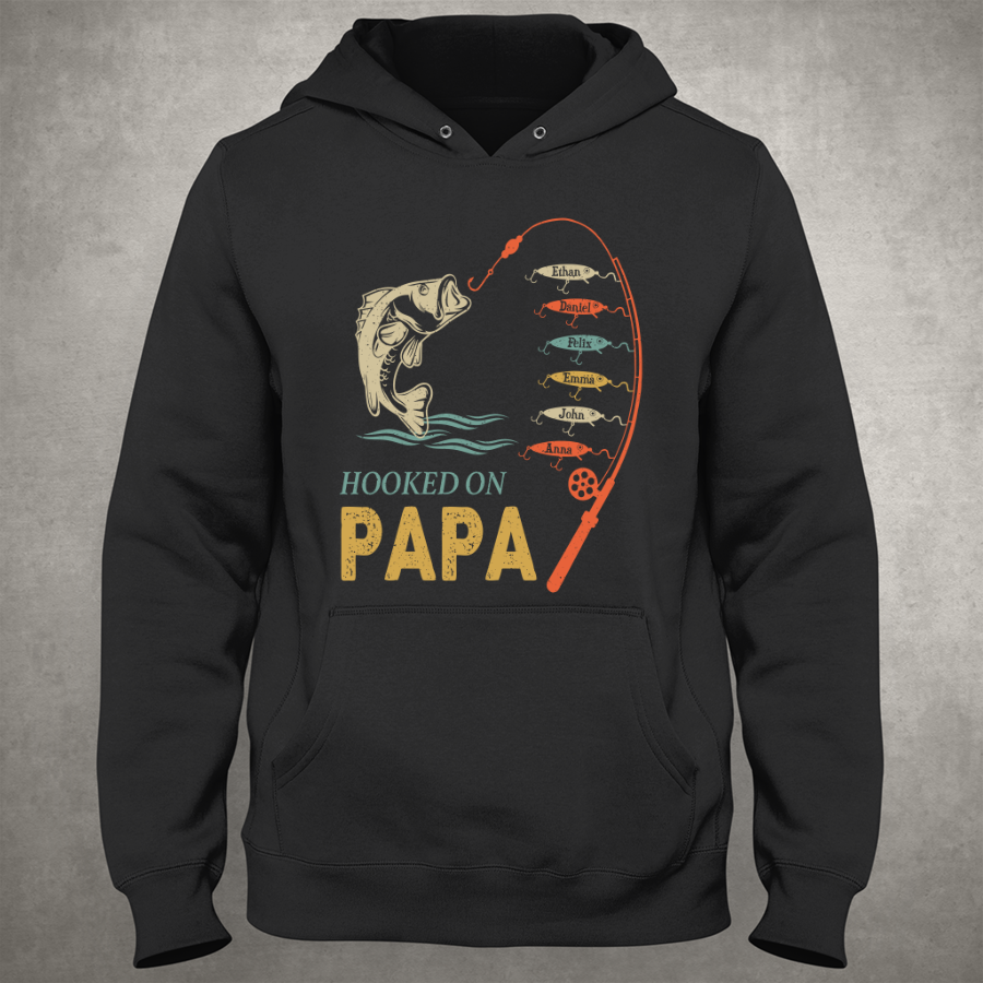 Hook On Being Papa Father's Day Fish Grandkids Hoodie