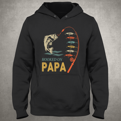 Hook On Being Papa Father's Day Fish Grandkids Hoodie