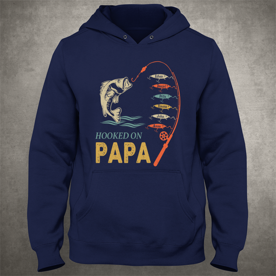 Hook On Being Papa Father's Day Fish Grandkids Hoodie