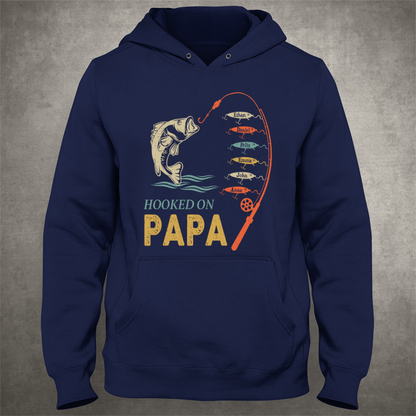 Hook On Being Papa Father's Day Fish Grandkids Hoodie