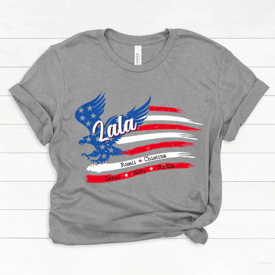Lala With Grandkids Names 4th Of July CTL94 Classic Canvas