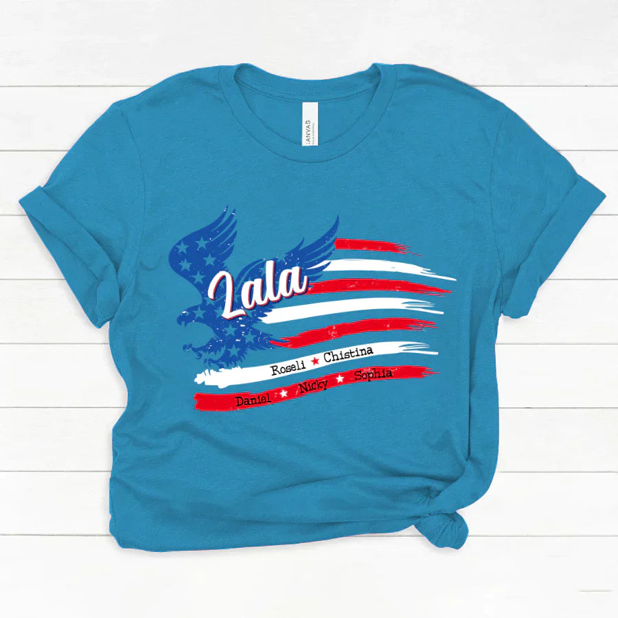 Lala With Grandkids Names 4th Of July CTL94 Classic Canvas