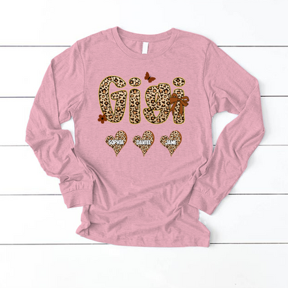 Leopard Heart Gigi Custom Grandma and Grandkids Shirt