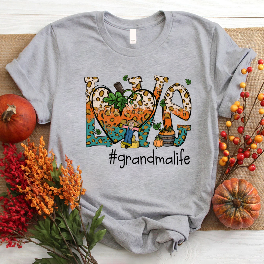 Love Grandmalife Leopard Leaves Pumpkin T-Shirt