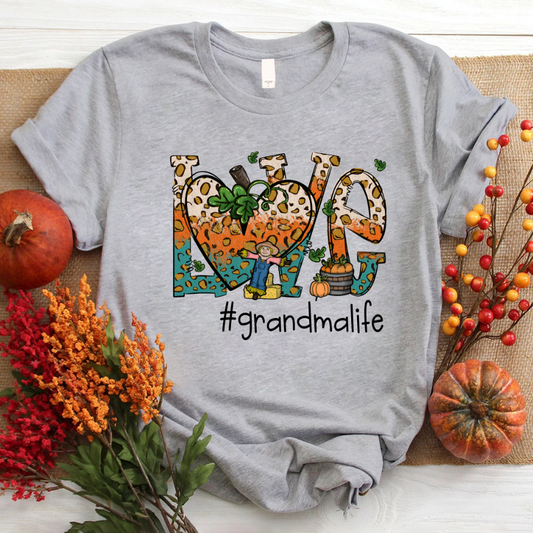 Love Grandmalife Leopard Leaves Pumpkin T-Shirt