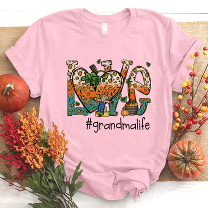 Love Grandmalife Leopard Leaves Pumpkin T-Shirt