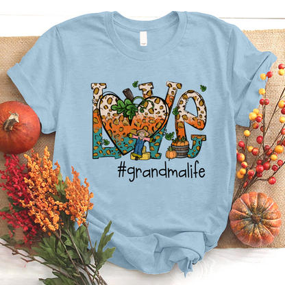 Love Grandmalife Leopard Leaves Pumpkin T-Shirt