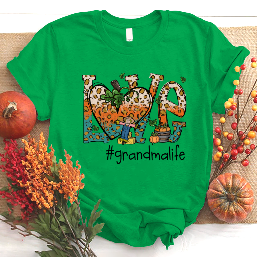 Love Grandmalife Leopard Leaves Pumpkin T-Shirt