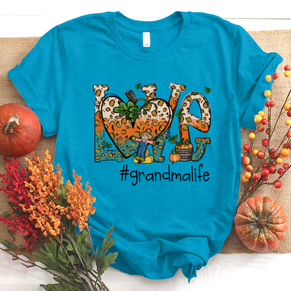 Love Grandmalife Leopard Leaves Pumpkin T-Shirt