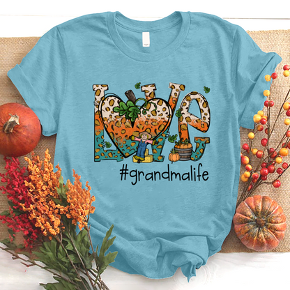 Love Grandmalife Leopard Leaves Pumpkin T-Shirt